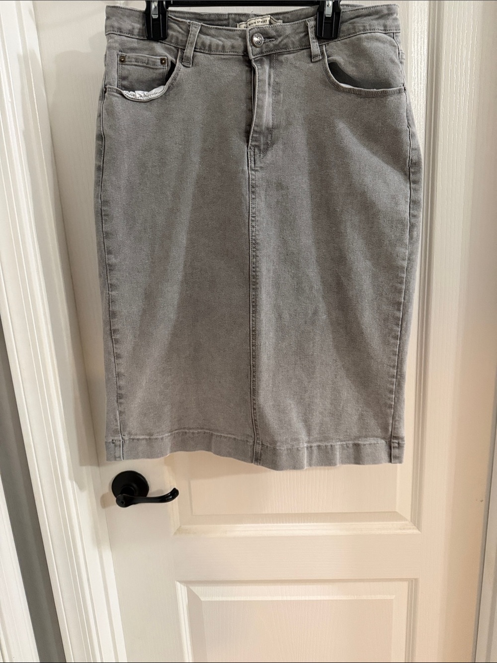 Classic Gray Denim Pencil Skirt